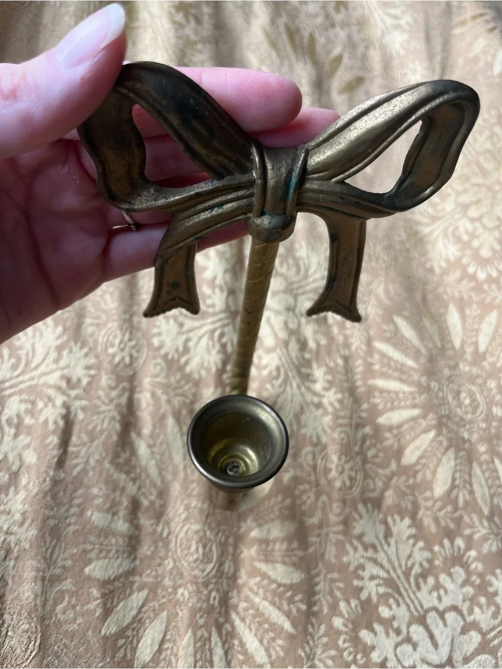 Vintage Brass Bow and Ribbon Wall Sconce Candlestick Holder